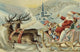 Santa in His Sleigh Nostalgia Cards Illustration Poster Print