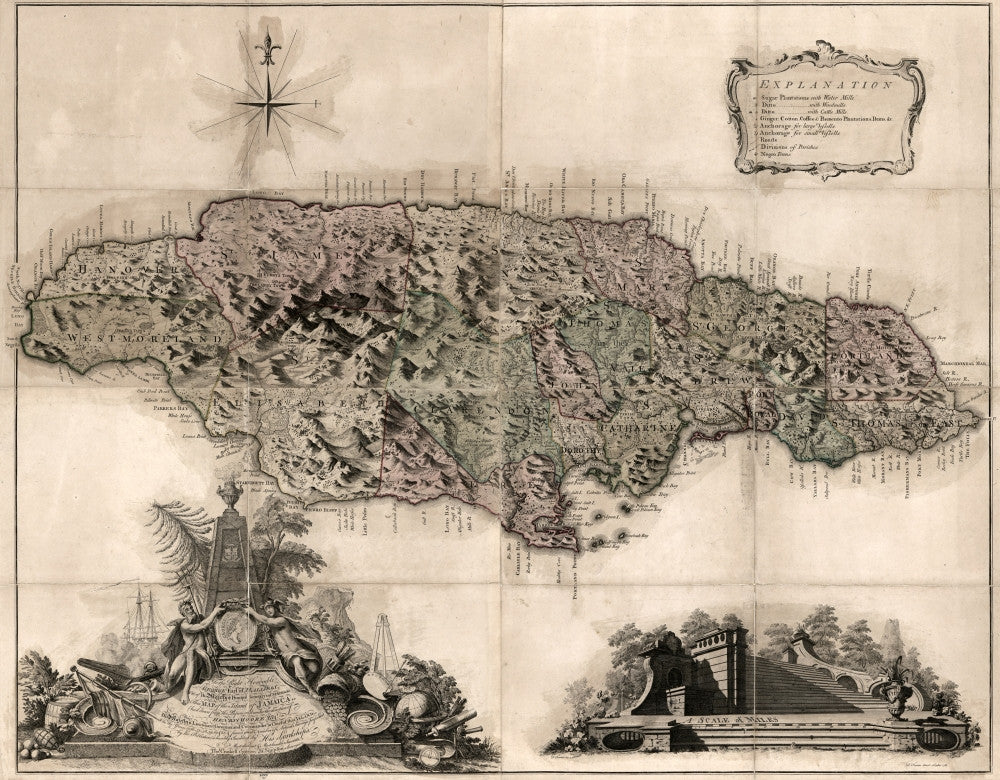 1763 British Map of Jamaica Fine Art Print by Granger Collection