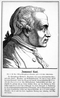 Immanuel Kant Wood Engraving Print - German Philosopher (1854)