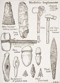 Neolithic Implements Fine Art Print from H.G. Wells' Outline of History