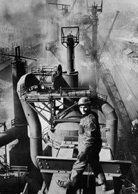 High Angle View of a Steel Mill Worker Fine Art Print