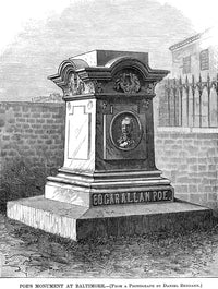 Edgar Allan Poe Monument Wood Engraving Art Print - 1875