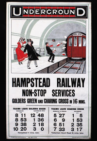 London Underground 1910 Poster Print for Hampstead Railway Services by Granger Collection