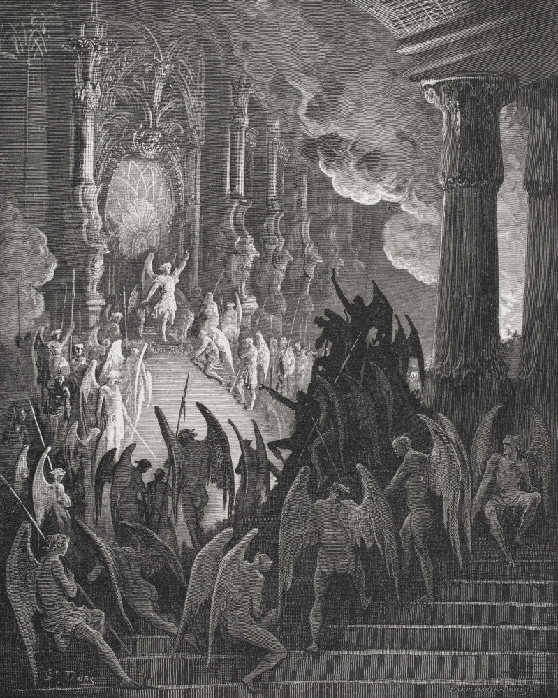 Gustave Dore Paradise Lost Illustration Fine Art Print - Book II Lines 1 & 2