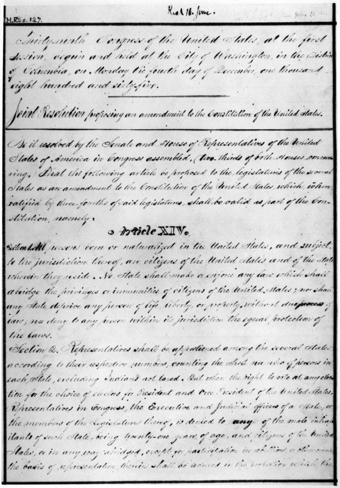 14th Amendment of the United States Constitution Fine Art Print by Granger Collection