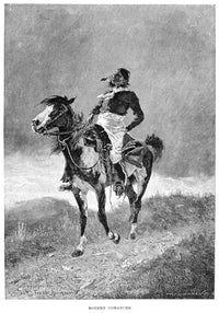 Remington: Comanche Fine Art Print - Wood Engraving, 1891