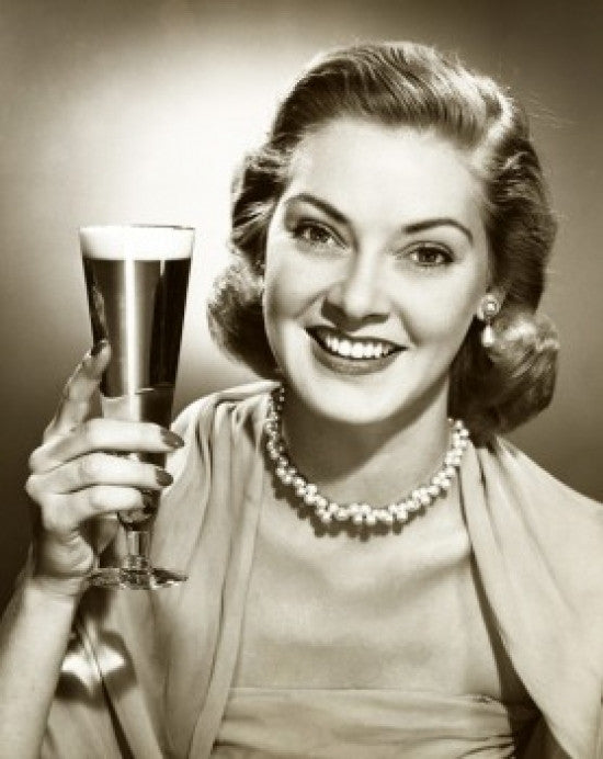 Portrait of a Young Woman Holding a Glass of Beer Fine Art Print