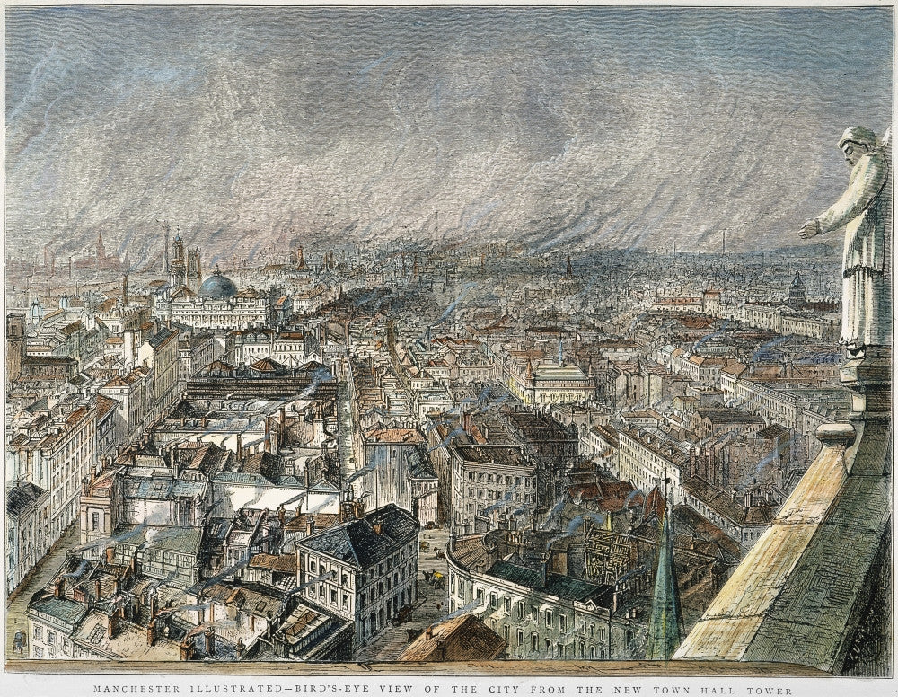 Bird's-Eye View of Manchester, England, 1876 Fine Art Print by Granger Collection