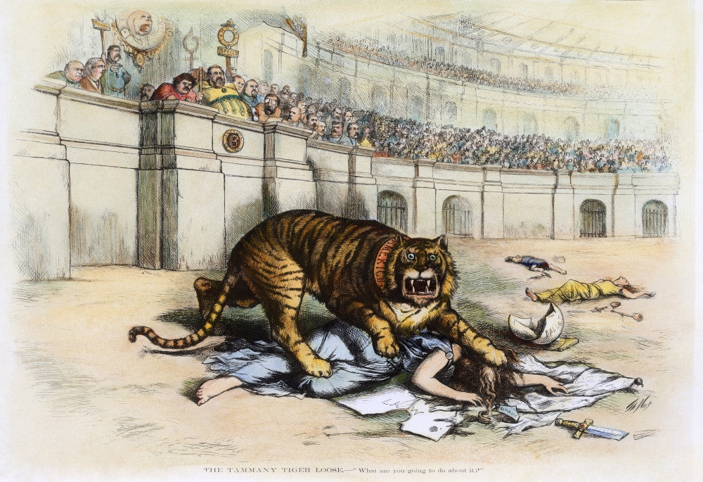 The Tammany Tiger Loose - Cartoon Print (1871) by Thomas Nast