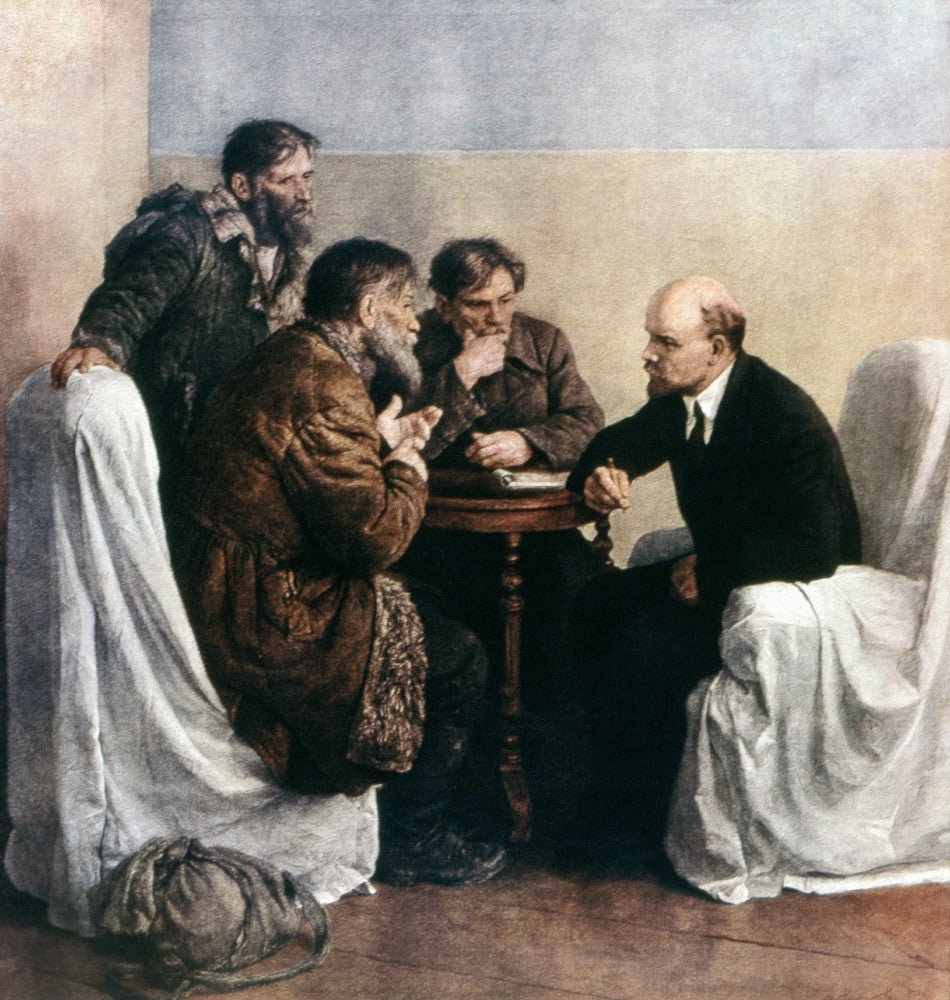 Peasants Visiting Lenin Fine Art Print by Vladimir Serov