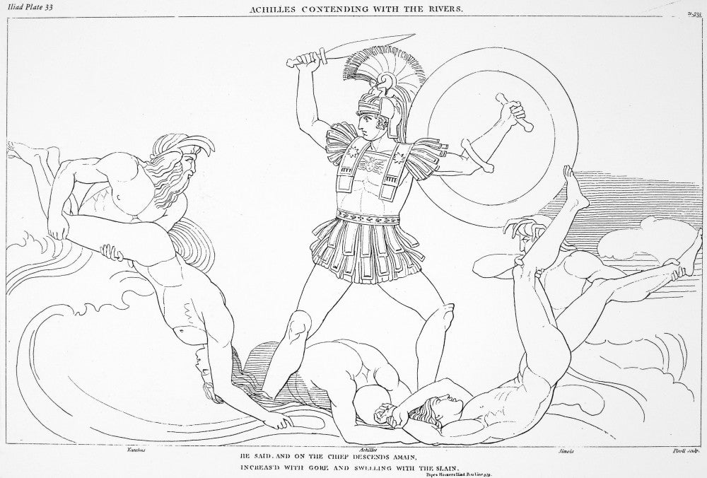 Homer: The Iliad - Achilles Contending with the Rivers Fine Art Print by Thomas Piroli After John Flaxman