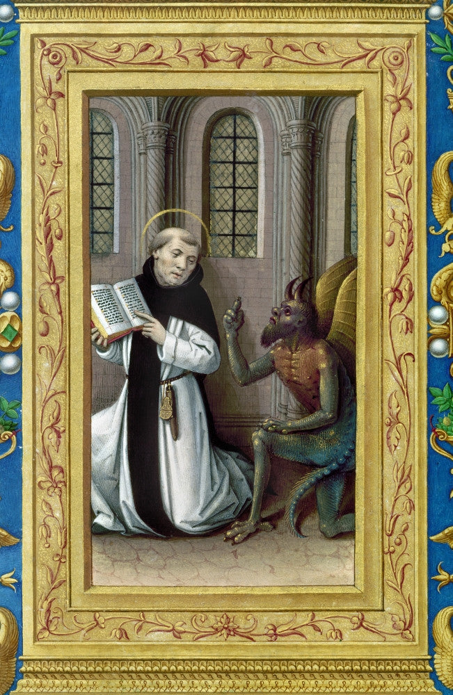 Saint Bernard Preaching to the Devil Renaissance Manuscript Illumination Fine Art Print by Granger Collection