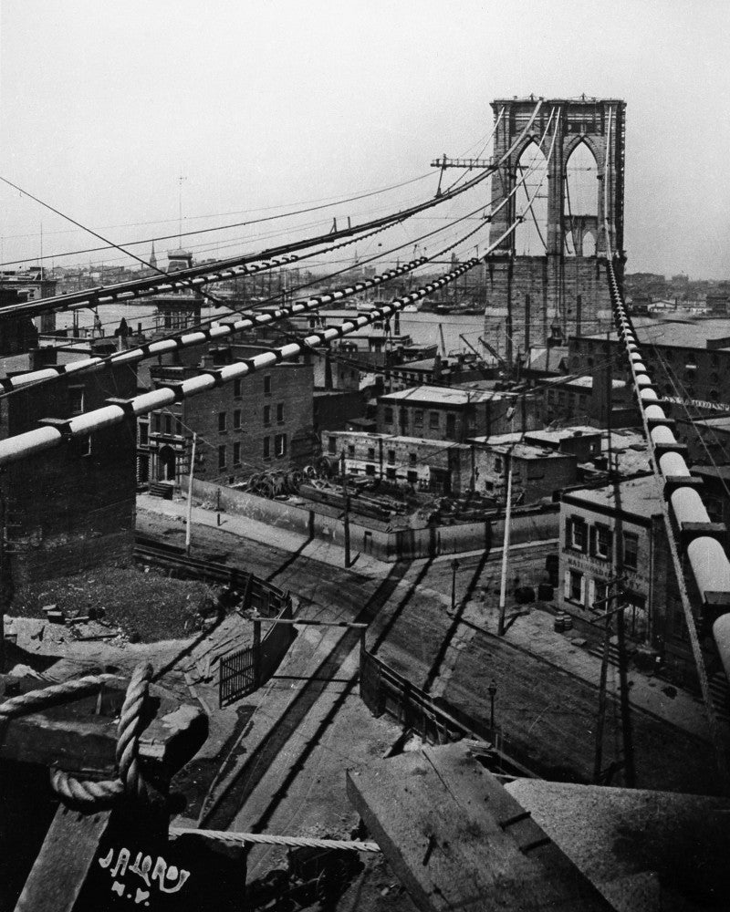 Brooklyn Bridge Under Construction Fine Art Print, New York, c.1880