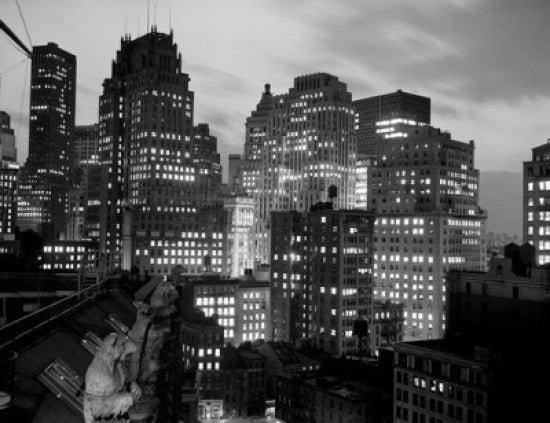 Illuminated Skyscrapers of Manhattan Island Fine Art Print