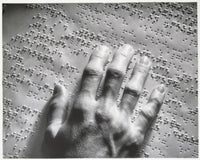Close-Up of a Blind Person Reading Braille Script Fine Art Print