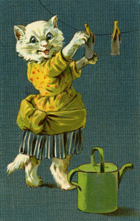 Cat Hanging Out Washing Fine Art Print by G H Thompson