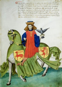 Red Knight and Green Horse Manuscript Illumination Poster Print