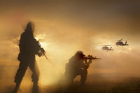 U.S. Special Forces Securing UH-60 Black Hawk Helicopters Fine Art Print