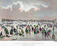 Ice Skating on Jamaica Pond Fine Art Print - C1859 Lithograph
