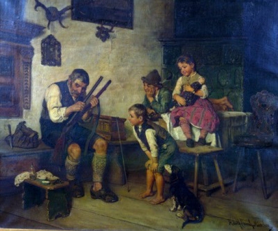 The Old Hunter at Home Fine Art Print by Adolf Eberle - 18th Century