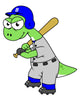 Brontosaurus Baseball Player Fine Art Print - Fun & Unique Décor