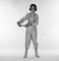 Female Astronaut Holding Helmet Fine Art Print - Studio Portrait