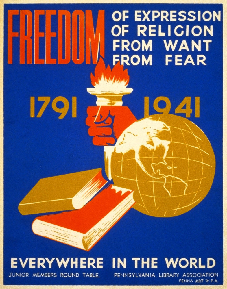 Four Freedoms 1941 Silkscreen Poster Print by Granger Collection