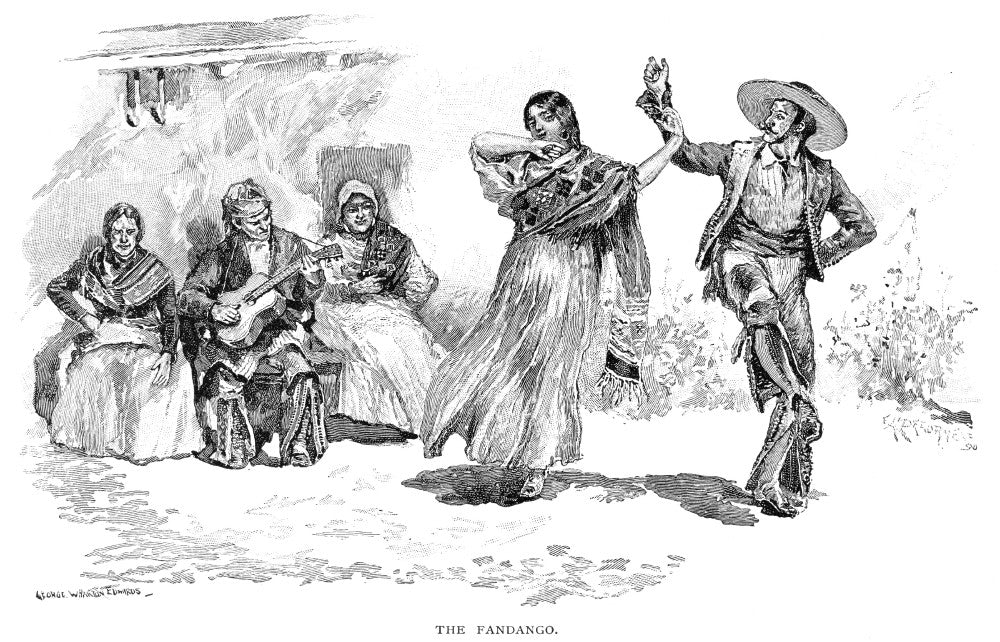 Dancing: Fandango - 19th Century American Line Engraving Print