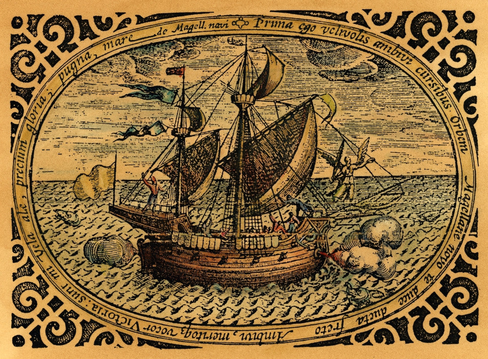 Magellan's Vittoria 1519 Fine Art Print - 16th Century Engraving