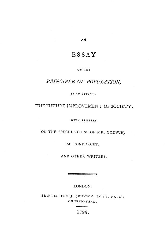 Malthus: Population, 1798 - Title Page Fine Art Print by Granger Collection