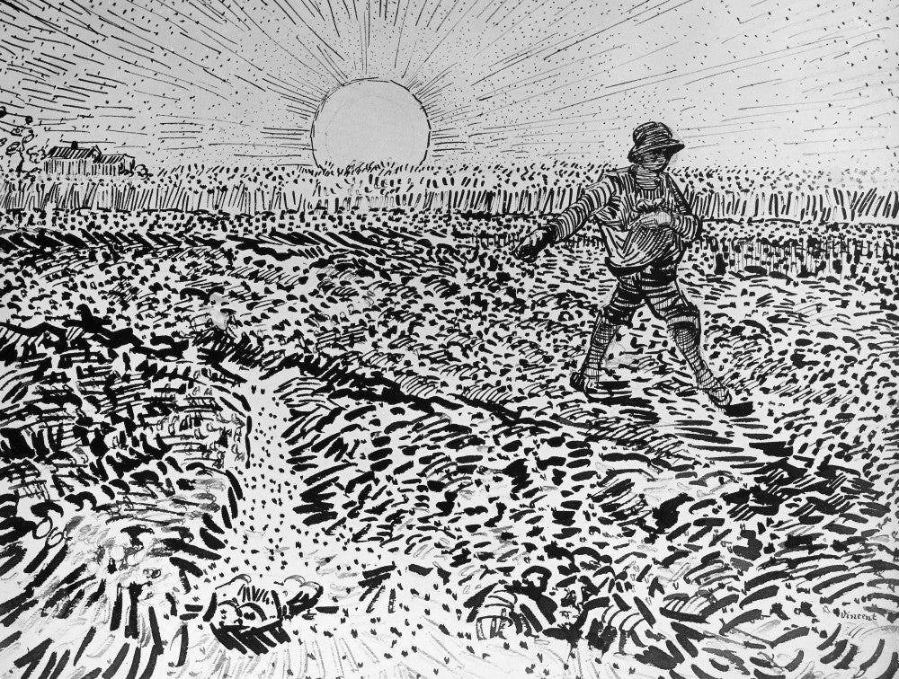 Van Gogh's 'Le Semeur' Ink Drawing Fine Art Print | Posterazzi