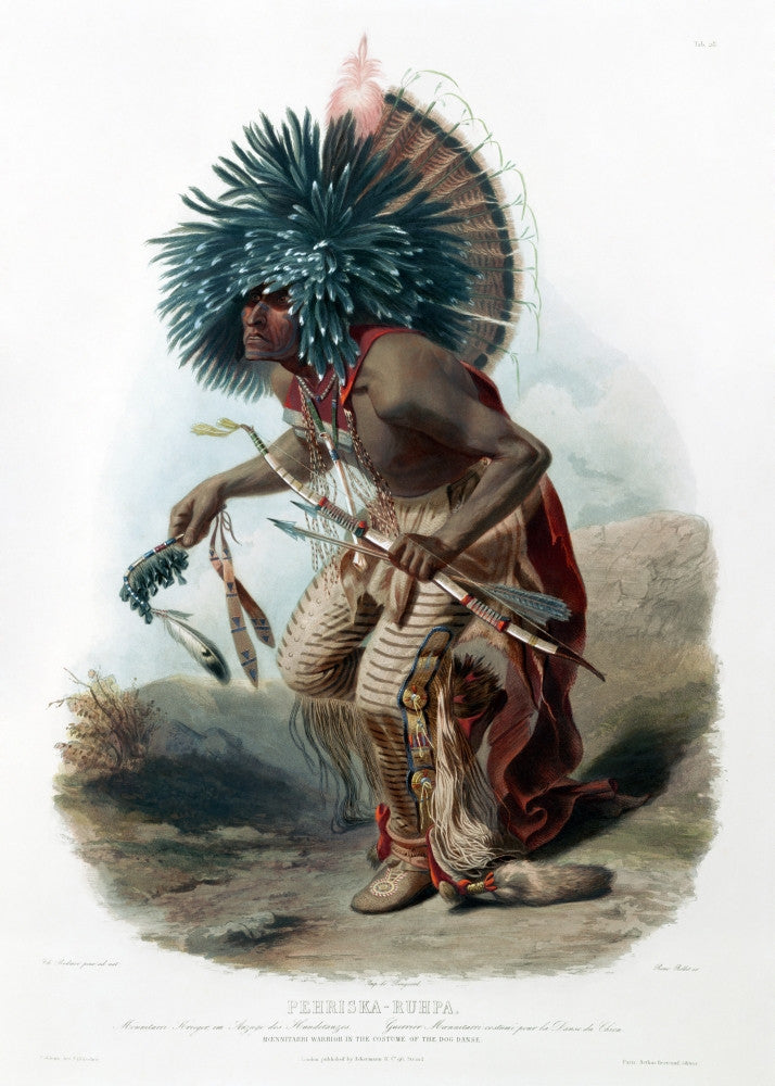Hidatsa Warrior Dancing Fine Art Print - 1830s by Science Source
