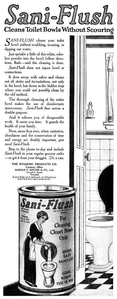 Sani-Flush Toilet Bowl Cleaner Vintage Advertisement Print (1918) by Granger Collection