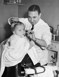 Portrait of a Boy Getting a Haircut Fine Art Print