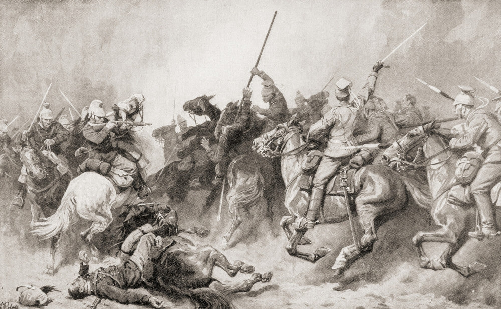 German Uhlans vs. French Dragoons - WWI Fine Art Print by Ken Welsh