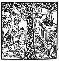 Sacrifice of Abraham Fine Art Print - Woodcut from Lyon Missal