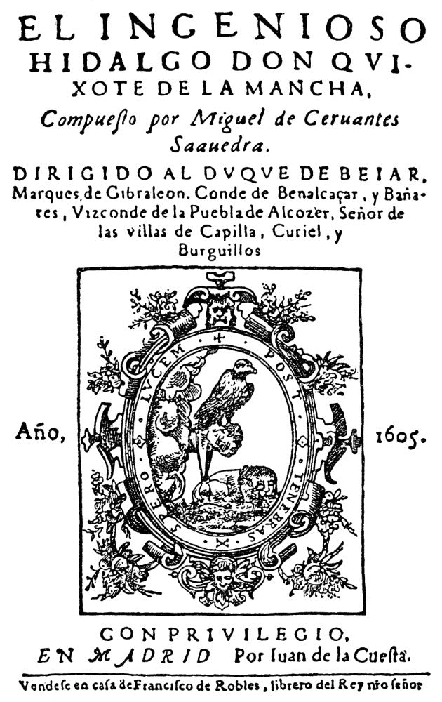 Don Quixote Title Page Fine Art Print - First Edition 1605