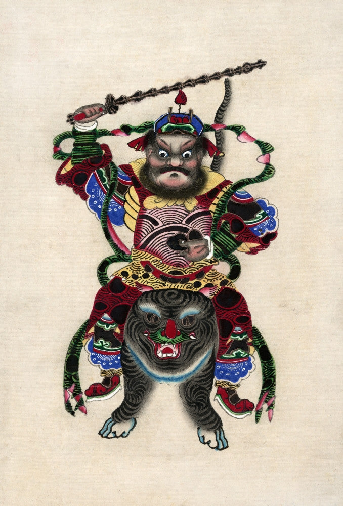 Chinese Warrior Riding a Tiger Fine Art Print, C1880 | Posterazzi