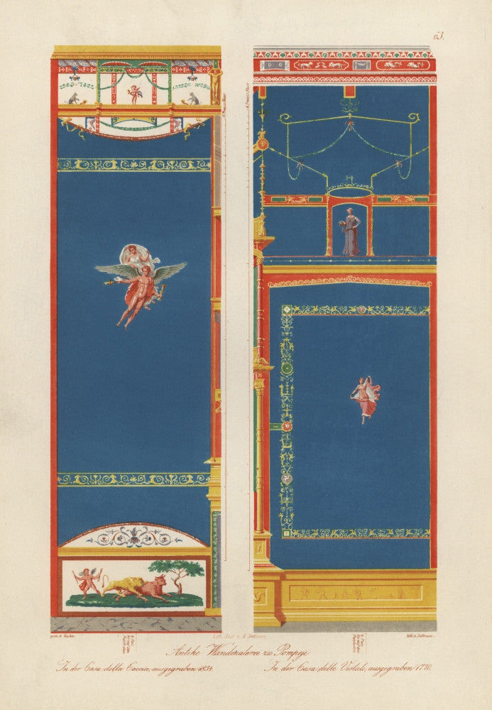 Murals from Houses in Pompeii Fine Art Print by Florilegius