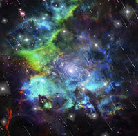 Colorful Universe Nebula and Stars Meteor Shower Print by Bruce Rolff