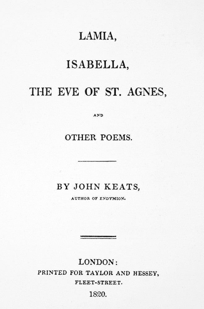 John Keats Title Page Fine Art Print - First Edition Poems