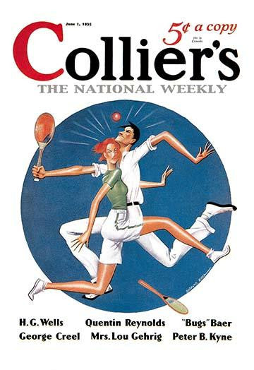 Comic Collision Tennis Scene Fine Art Print by Gaspano Ricca
