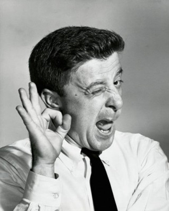 Close-Up of a Businessman Making a Funny Face Poster Print