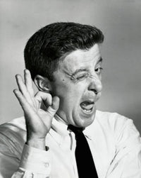 Close-Up of a Businessman Making a Funny Face Poster Print