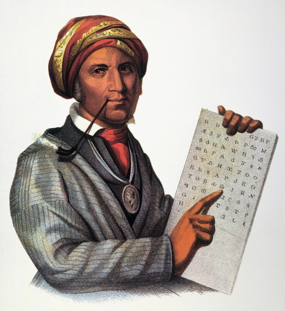 Sequoya Fine Art Print - Cherokee Alphabet Lithograph (1836)