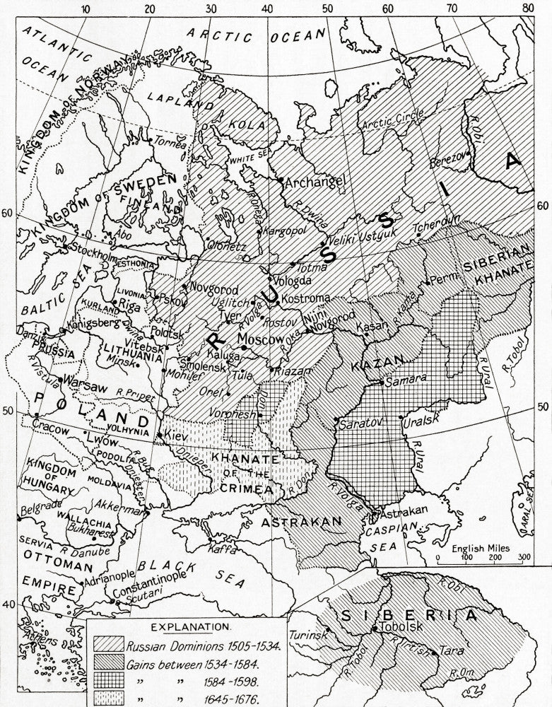 Historical Map of Russia from the 16th and 17th Centuries by Ken Welsh
