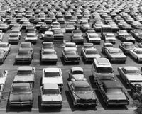 High Angle View of Cars Parked in a Parking Lot Fine Art Print