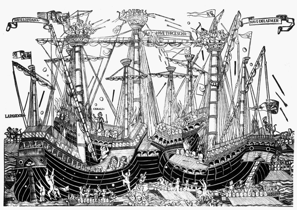 Battle of Zonchio 1499 Naval Battle Fine Art Print by Granger Collection