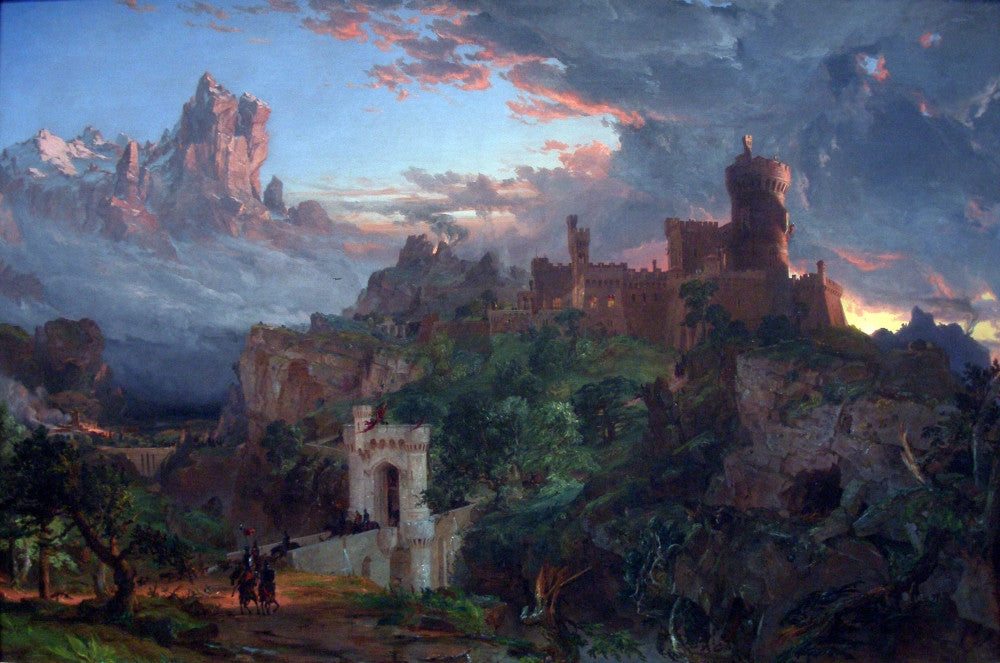 Medieval Castle with Battlements and Knights Fine Art Print by Jasper Francis Cropsey