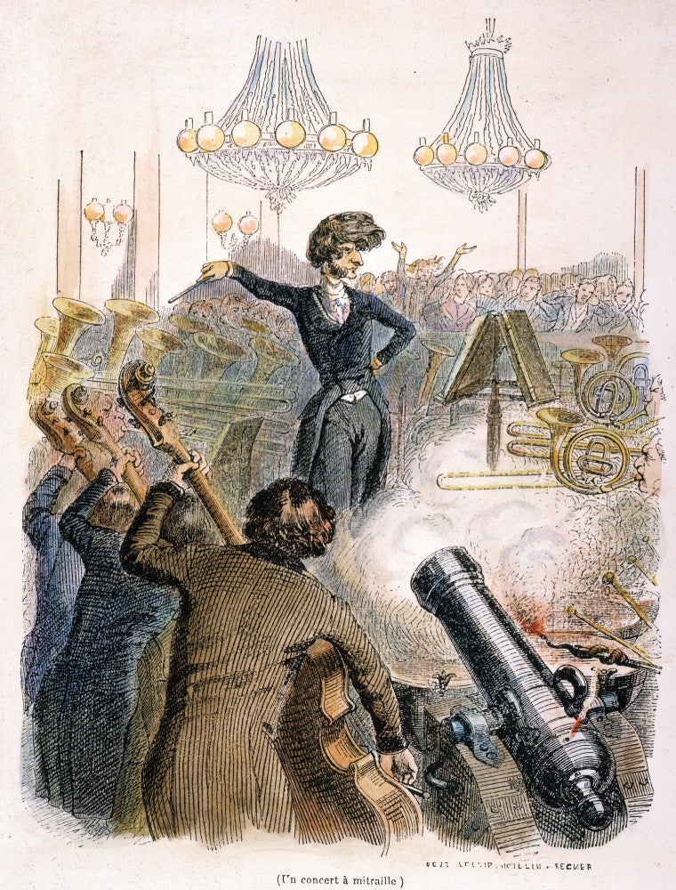 Hector Berlioz Conducting - French Caricature Engraving, 1845 Fine Art Print